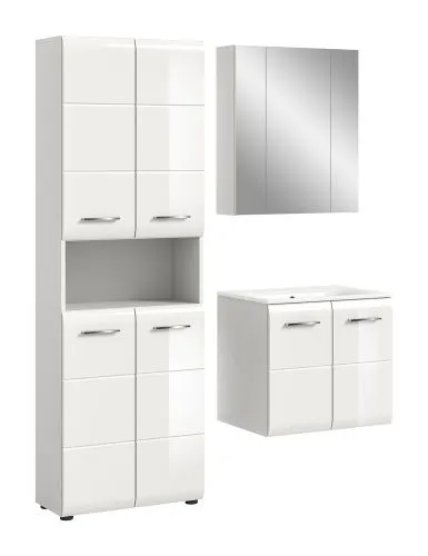 Bad Set Ice 6 | 3-teilig | weiß / weiß Hochglanz ohne Badaufsatzleuchte