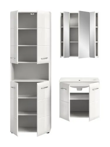 Bad Set Ice 6 | 3-teilig | weiß / weiß Hochglanz ohne Badaufsatzleuchte