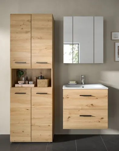 Bad Set Ice 7 | 3-teilig | Artisan Oak mit Badaufsatzleuchte