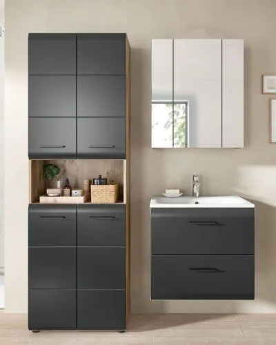 Bad Set Ice 7 | 3-teilig | Nox Oak / schwarz matt ohne