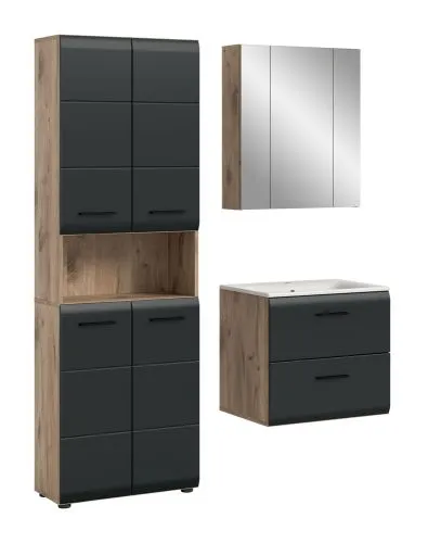 Bad Set Ice 7 | 3-teilig | Nox Oak / schwarz matt ohne