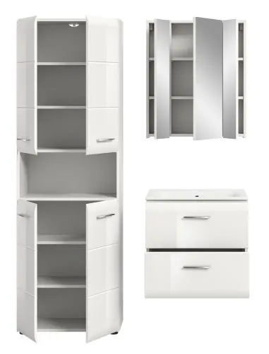 Bad Set Ice 7 | 3-teilig | weiß / weiß Hochglanz ohne Badaufsatzleuchte