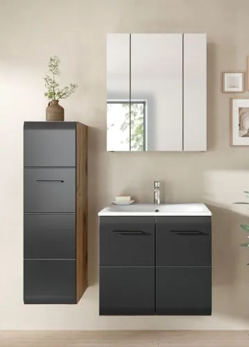 Bad Set Ice 8 | 3-teilig | Nox Oak / schwarz matt ohne