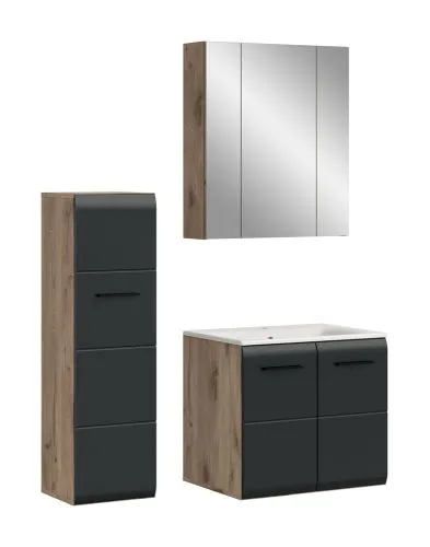 Bad Set Ice 8 | 3-teilig | Nox Oak / schwarz matt ohne