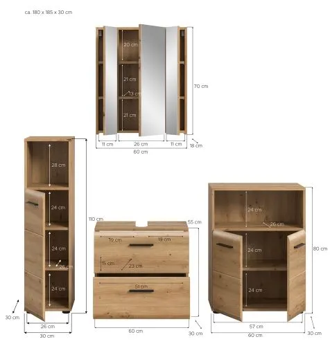 Bad Set Ice 8 | 4-teilig | Artisan Oak