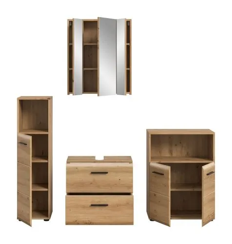 Bad Set Ice 8 | 4-teilig | Artisan Oak mit Aufsatzleuchte