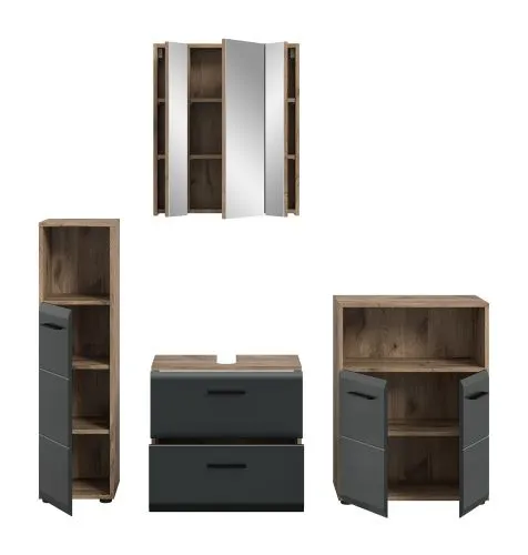 Bad Set Ice 8 | 4-teilig | Nox Oak / schwarz matt ohne