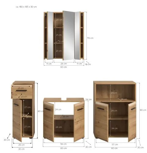 Bad Set Ice 8a | 4-teilig | Artisan Oak