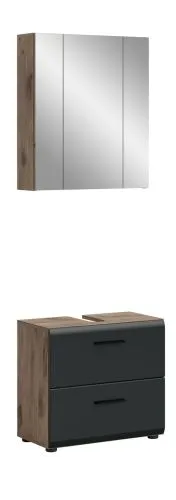 Bad Set Ice 9 | 2-teilig | Nox Oak / schwarz matt ohne
