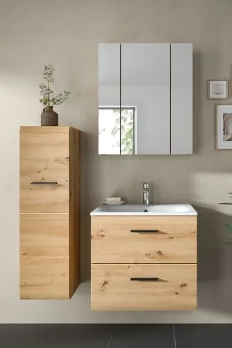 Bad Set Ice 9 | 3-teilig | Artisan Oak mit Badaufsatzleuchte