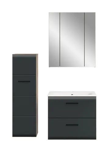 Bad Set Ice 9 | 3-teilig | Nox Oak / schwarz matt ohne