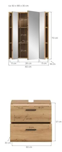 Bad Set Ice auf Rollen | 2-teilig | Artisan Oak