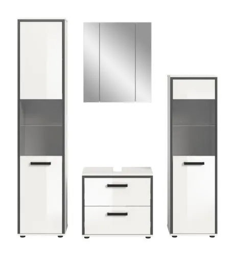 Bad Set Kojak 1 | 4-teilig | weiß / weiß Hochglanz | ohne Beleuchtung