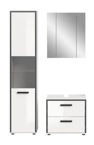 Bad Set Kojak 2 | 3-teilig | weiß / weiß Hochglanz | ohne Beleuchtung