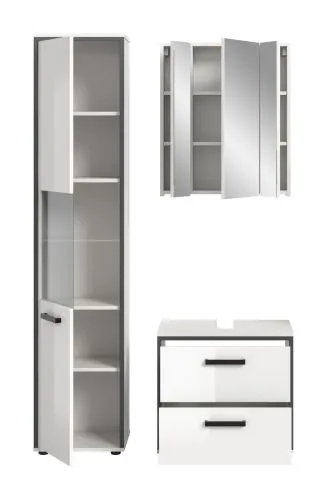 Bad Set Kojak 2 | 3-teilig | weiß / weiß Hochglanz | ohne Beleuchtung