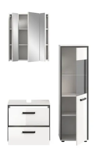 Bad Set Kojak 3 | 3-teilig | weiß / weiß Hochglanz | ohne Beleuchtung