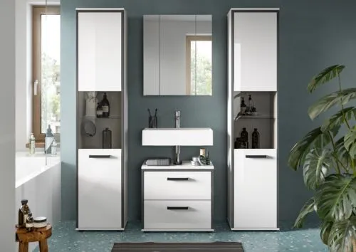 Bad Set Kojak 5 | 4-teilig | weiß / weiß Hochglanz | ohne Beleuchtung