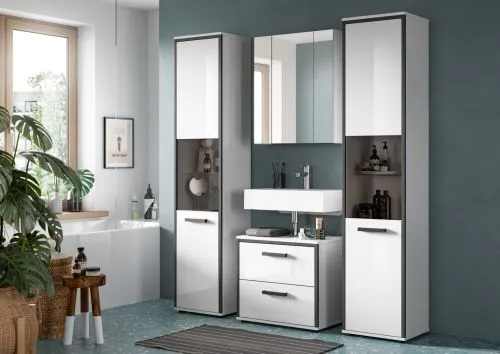 Bad Set Kojak 5 | 4-teilig | weiß / weiß Hochglanz | ohne Beleuchtung