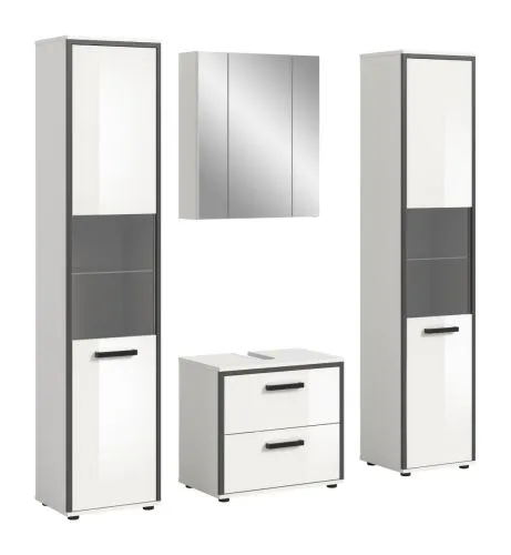 Bad Set Kojak 5 | 4-teilig | weiß / weiß Hochglanz | ohne Beleuchtung