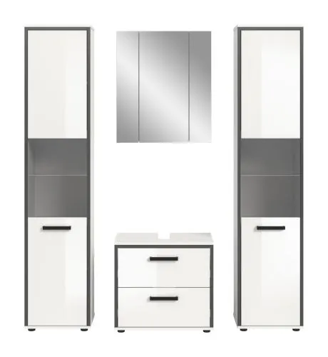 Bad Set Kojak 5 | 4-teilig | weiß / weiß Hochglanz | ohne Beleuchtung