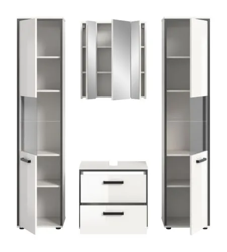 Bad Set Kojak 5 | 4-teilig | weiß / weiß Hochglanz | optional Beleuchtung