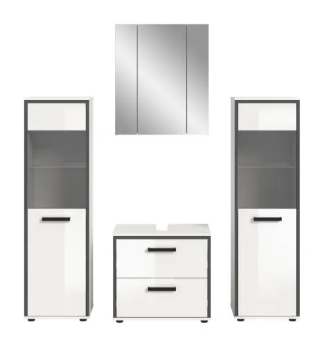 Bad Set Kojak 6 | 4-teilig | weiß / weiß Hochglanz | ohne Beleuchtung