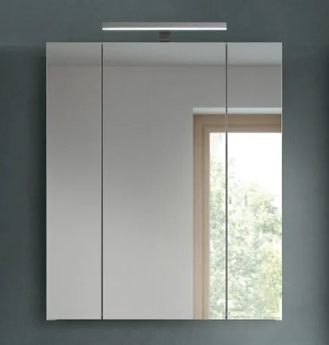 Bad Set Kojak 6 | 4-teilig | weiß / weiß Hochglanz | Spiegelschrank mit Beleuchtung