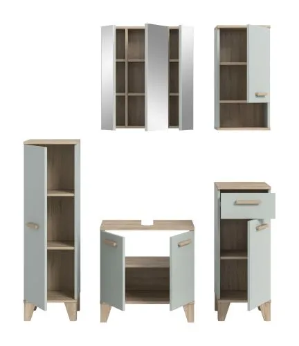 Bad Set Star | 5-teilig | hellgrün / Eiche | ohne Beleuchtung