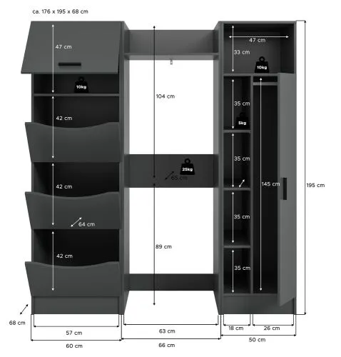 Bad Set Waschmaschinenumbau Set Free 1 | 3-teilig | anthrazit