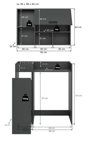 Bad Set Waschmaschinenumbau Set Free | 3-teilig | anthrazit