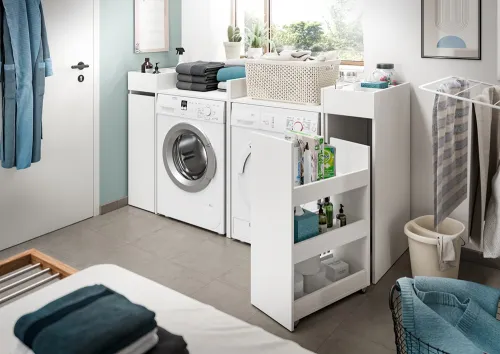 Badezimmer Kommode | Ausziehregal l Free | weiß