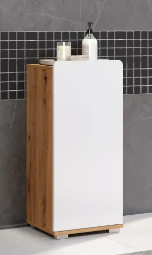 Badezimmer Kommode Ciara | weiß Hochglanz / Eiche Artisan