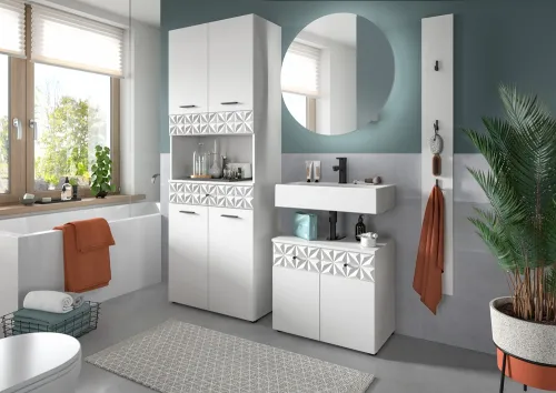 Badezimmer Paneel Prisma | weiß / weiß Hochglanz