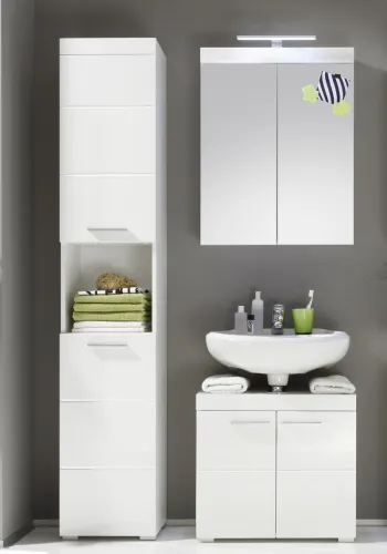 Badezimmer-Set Amanda | weiß Hochglanz | 3-teilig