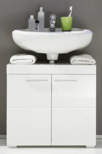 Badezimmer-Set Amanda | weiß Hochglanz | 3-teilig mit Aufsatzleuchte