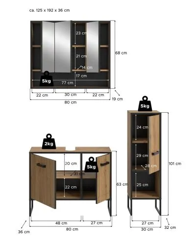 Badezimmer-Set Bagno 1 | Artisan Oak | 3-teilig