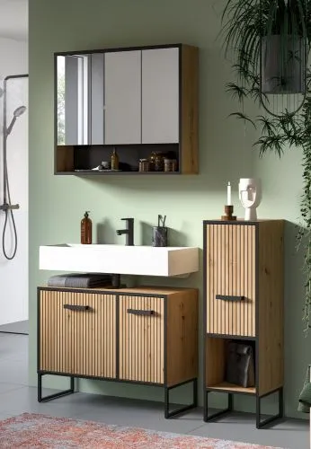 Badezimmer-Set Bagno 1 | Artisan Oak | 3-teilig mit Beleuchtung