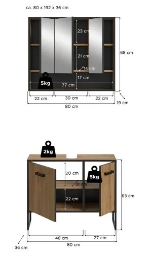 Badezimmer-Set Bagno 2 | Artisan Oak | 2-teilig ohne Beleuchtung