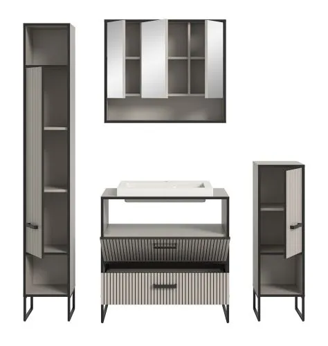 Badezimmer-Set Bagno | Kaschmir | 4-teilig | inkl. Waschbecken