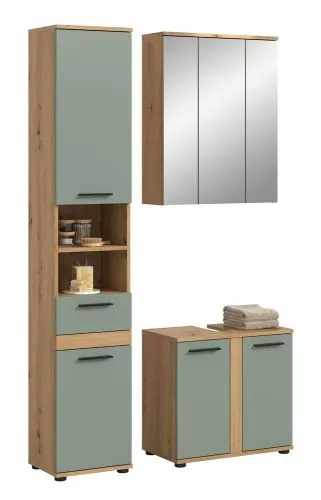 Badezimmer-Set Blake 1 | Salbei / Artisan Eiche | 3-teilig mit LED