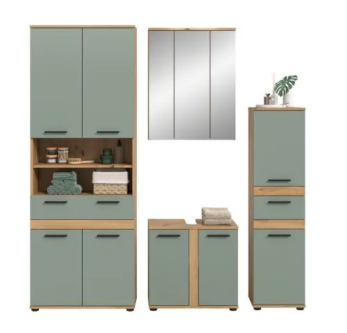 Badezimmer-Set Blake 1 | Salbei / Artisan Eiche | 4-teilig