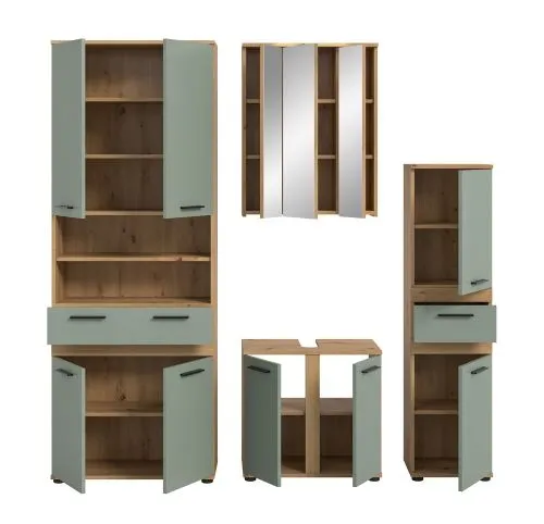 Badezimmer-Set Blake 1 | Salbei / Artisan Eiche | 4-teilig