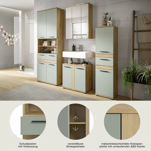 Badezimmer-Set Blake 1 | Salbei / Artisan Eiche | 4-teilig