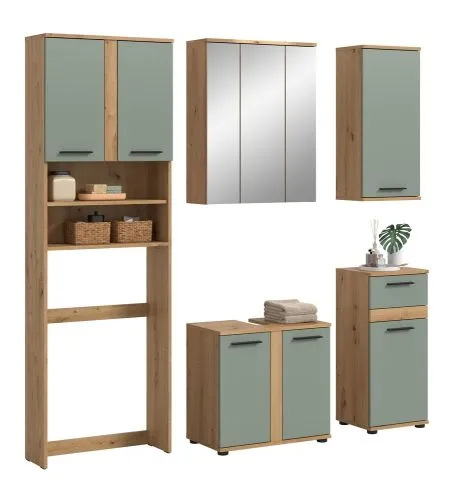 Badezimmer-Set Blake 1 | Salbei / Artisan Eiche | 5-teilig
