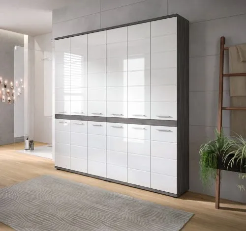Badezimmer-Set Blake 1 | weiß Hochglanz / rauchsilber | 2-teilig