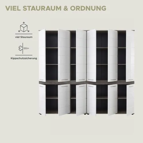 Badezimmer-Set Blake 1 | weiß Hochglanz / rauchsilber | 2-teilig