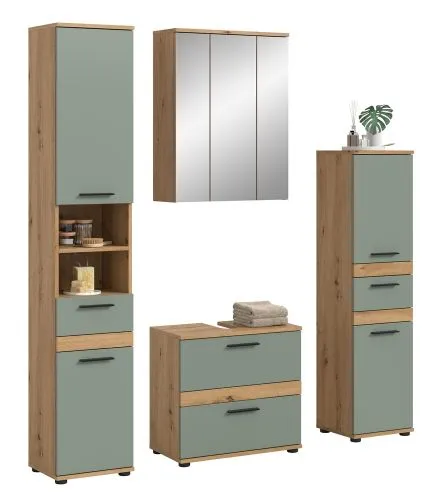Badezimmer-Set Blake 2 | Salbei / Artisan Eiche | 4-teilig