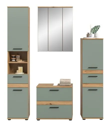 Badezimmer-Set Blake 2 | Salbei / Artisan Eiche | 4-teilig