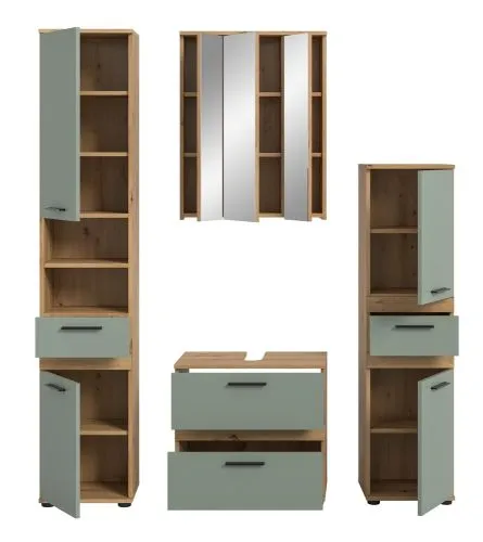 Badezimmer-Set Blake 2 | Salbei / Artisan Eiche | 4-teilig