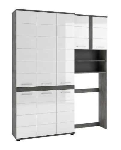 Badezimmer-Set Blake 2 | weiß Hochglanz / rauchsilber | 2-teilig